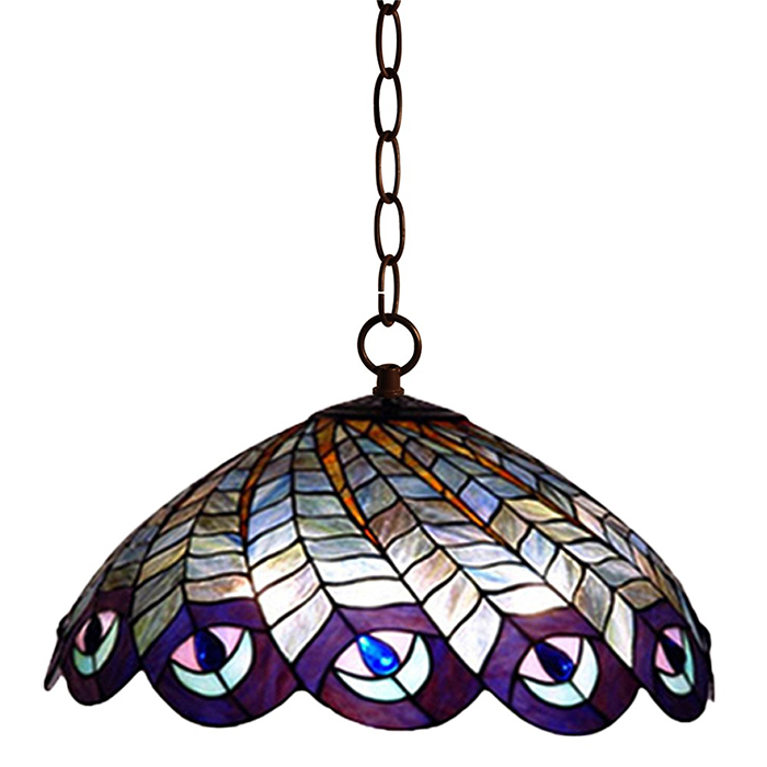 Hanging Glass Peacock Shade - Click Image to Close